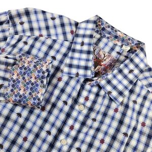 Robert Graham Catskills Dress Sport Shirt Men's XL Classic Fit Plaid Bear Print